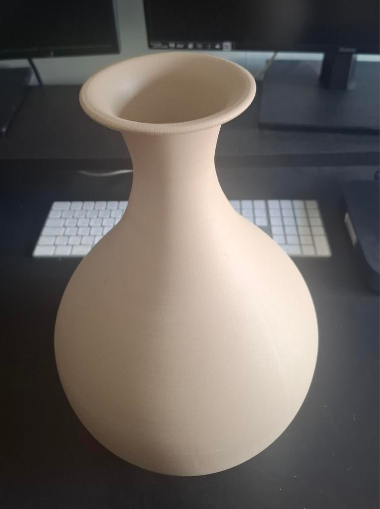 Grote bolvormige taupe vaas, Overige materialen, Overige kleuren, Ophalen of Verzenden, Zo goed als nieuw