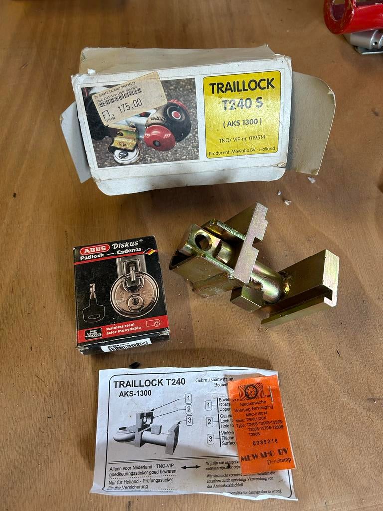 TRAILLOCK T240S AKS 1300 Koppeling Slot met ABUS Hangslot, Ophalen, Nieuw