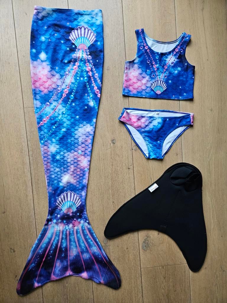 Zeemeerminstaart met monovin + bikini maat 10, Bikiniset, Meisje, Ophalen of Verzenden, Monofun