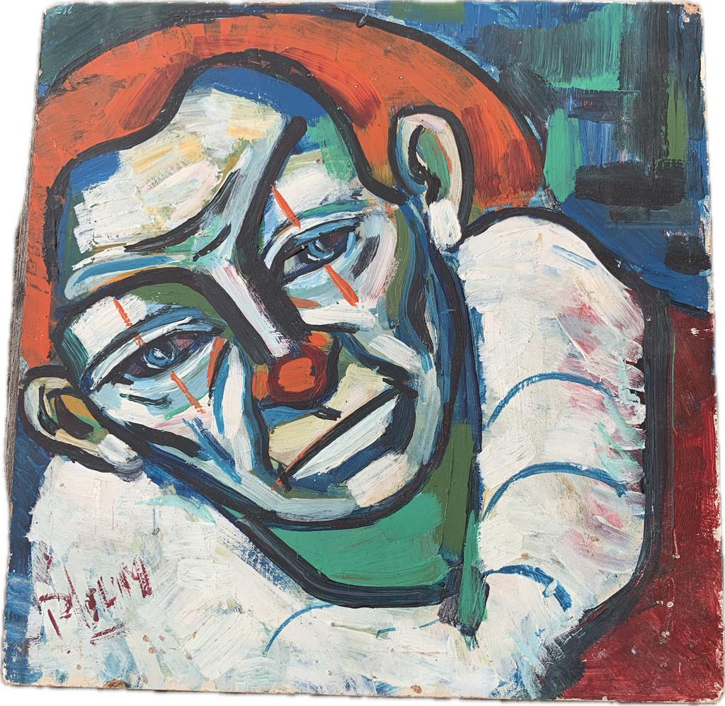Modernistisch/Expressionistisch clown schilderij cobra 50’, Antiek en Kunst, Ophalen of Verzenden
