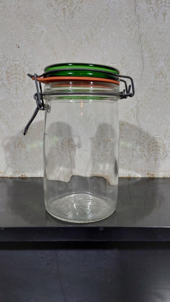 Voorraadpot "Weckfles" van Hermetic uit Italy 1Liter, Ophalen of Verzenden, Glas, Pot, Bus of Blik