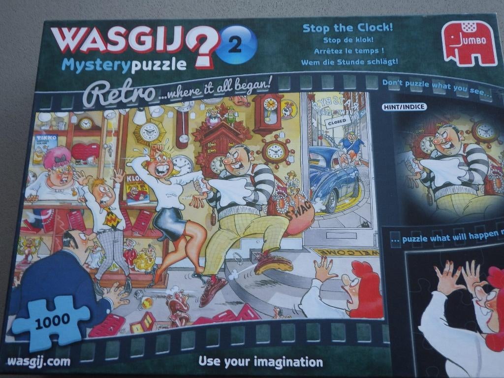 Wasgij mystery puzzel 2 stop de klok, Ophalen of Verzenden, 500 t/m 1500 stukjes, Zo goed als nieuw