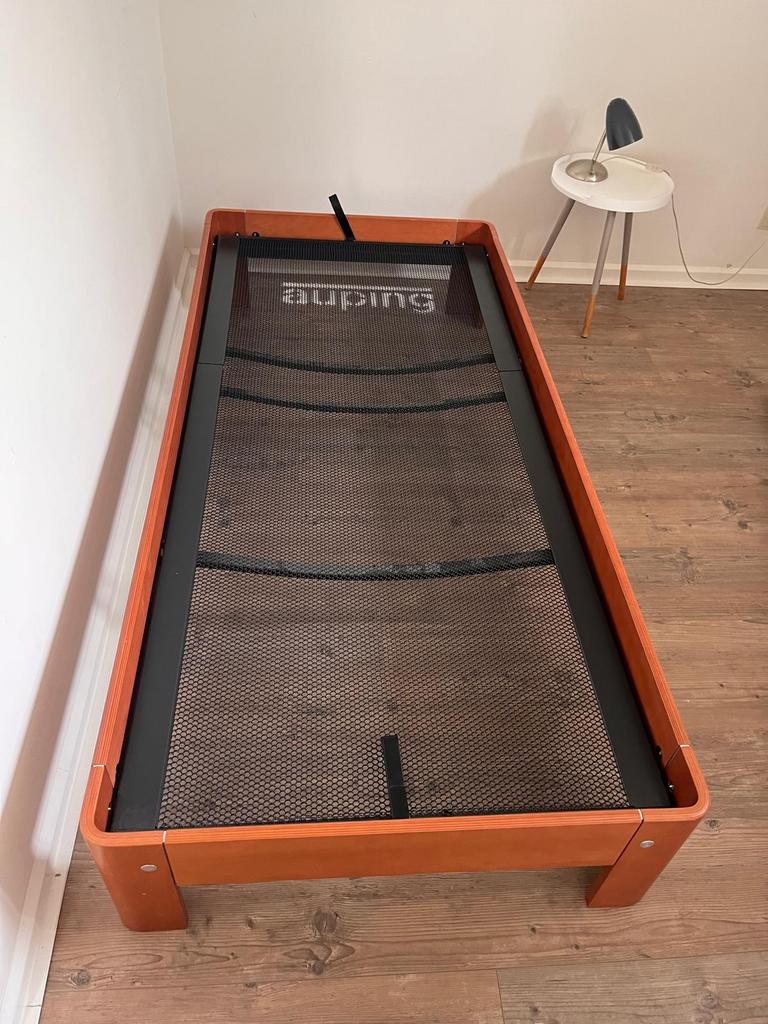 Auping eenpersoonsbed met matras, Huis en Inrichting, Slaapkamer | Bedden, Ophalen, 90 cm, Eenpersoons, Bruin