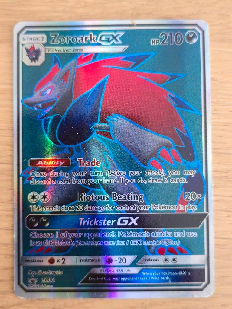 Zoroark GX SM84 Full Art Promo Pokémon Kaart, Ophalen of Verzenden, Zo goed als nieuw, Losse kaart, Foil