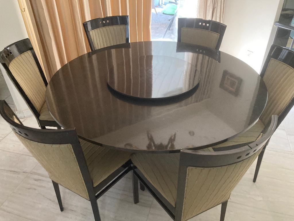 Giorgetti design tafel met 6 Giorgetti stoelen, Ophalen, Gebruikt, 100 tot 150 cm, Rond