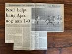 Voetbal krantenartikel Ajax Manchester United sept 1976 Krol, Ophalen of Verzenden, Knipsel(s)