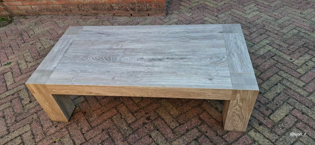 Robuuste lamalux salontafel - Grijs, Ophalen, 50 tot 100 cm, Zo goed als nieuw, Overige houtsoorten