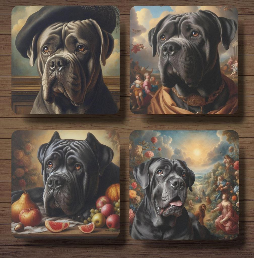 Cane Corso Barok onderzetters met houder, Ophalen of Verzenden, Nieuw, Glas of Kopje