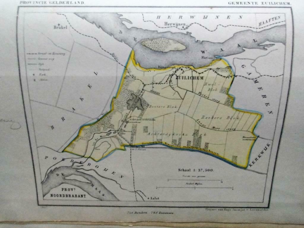 206/ Zuilichem / Bonters Blok Litho 1867 Kuyper GLD, Antiek en Kunst, Ophalen of Verzenden