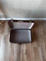 Vintage bruine koffer met geruit interieur, Ophalen, Overige materialen, Gebruikt, 50 tot 60 cm