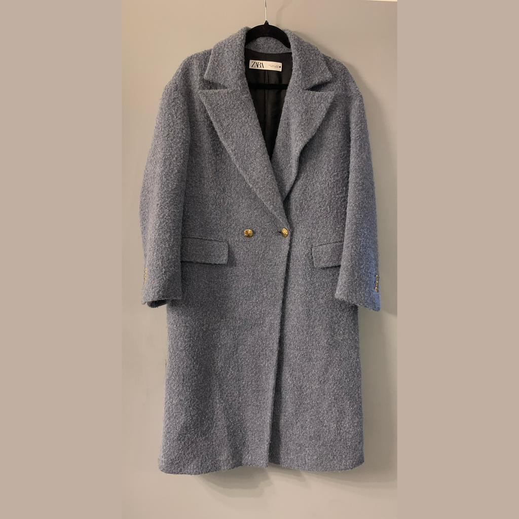 Zara teddy / fluffy jas met goudkleurige knopen - maat S, Ophalen of Verzenden, Zo goed als nieuw, Maat 36 (S), Blauw