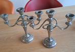 Verzilverde theepot, 2 kandelaars en bekers, Antiek en Kunst, Ophalen, Zilver