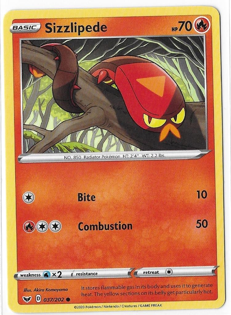 Sword & Shield,  Sizzlipede [common] 37/202, Ophalen of Verzenden, Nieuw, Losse kaart