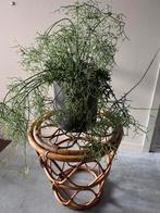 Vintage Rotan mand bijzettafel multifunctioneel Mid Century, Ophalen of Verzenden