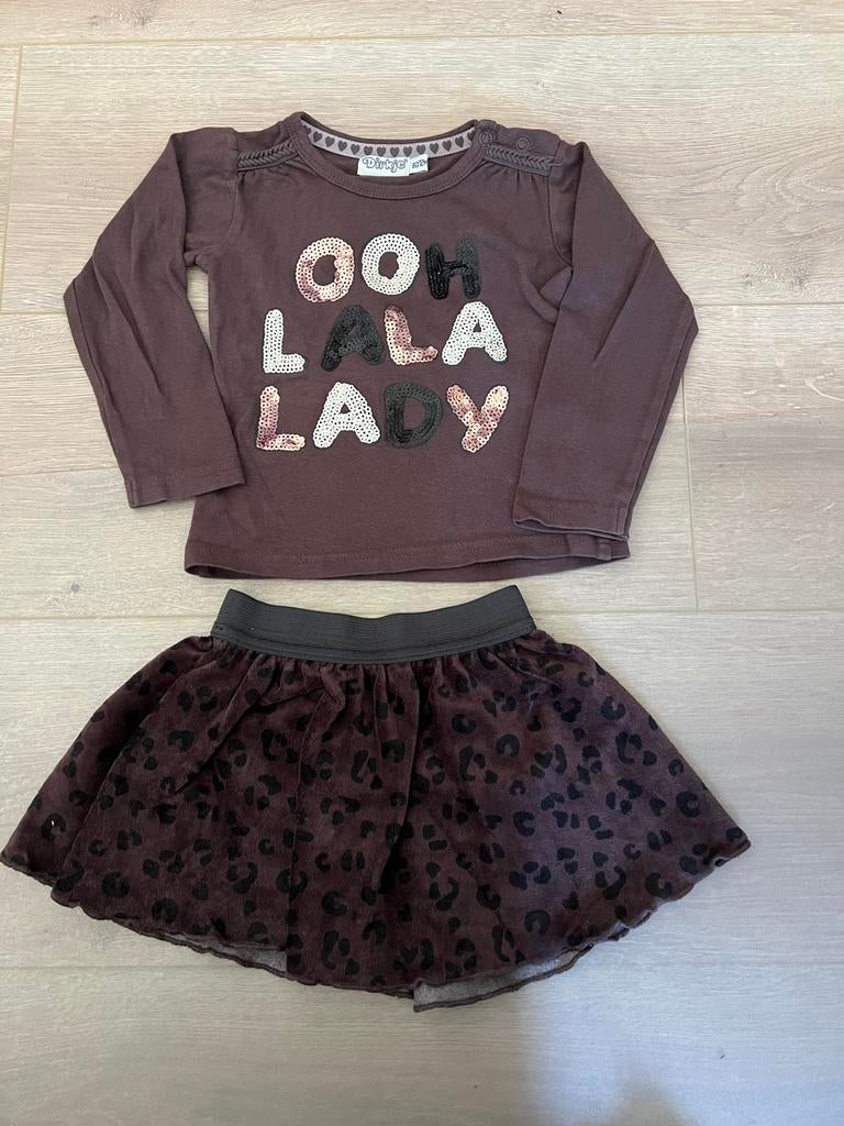 064 - Babysetje met rokje van Dirkje - maat 80 / 12 maanden, Meisje, Dirkje, Ophalen of Verzenden, Zo goed als nieuw