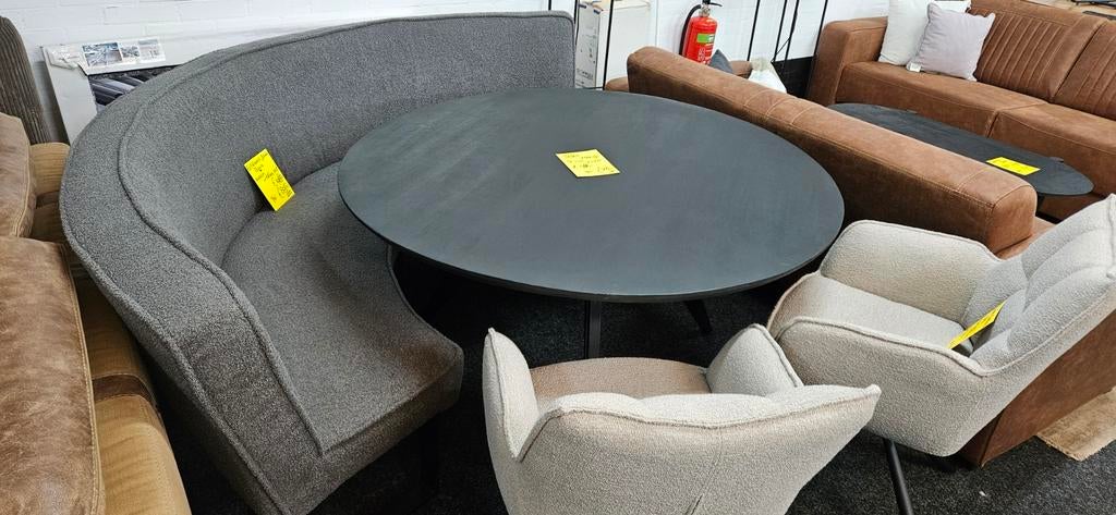 Eetkamerbank Rond Teddy stof grijs 240 cm NIEUW, Huis en Inrichting, Ophalen, Minder dan 75 cm, Nieuw, Stof