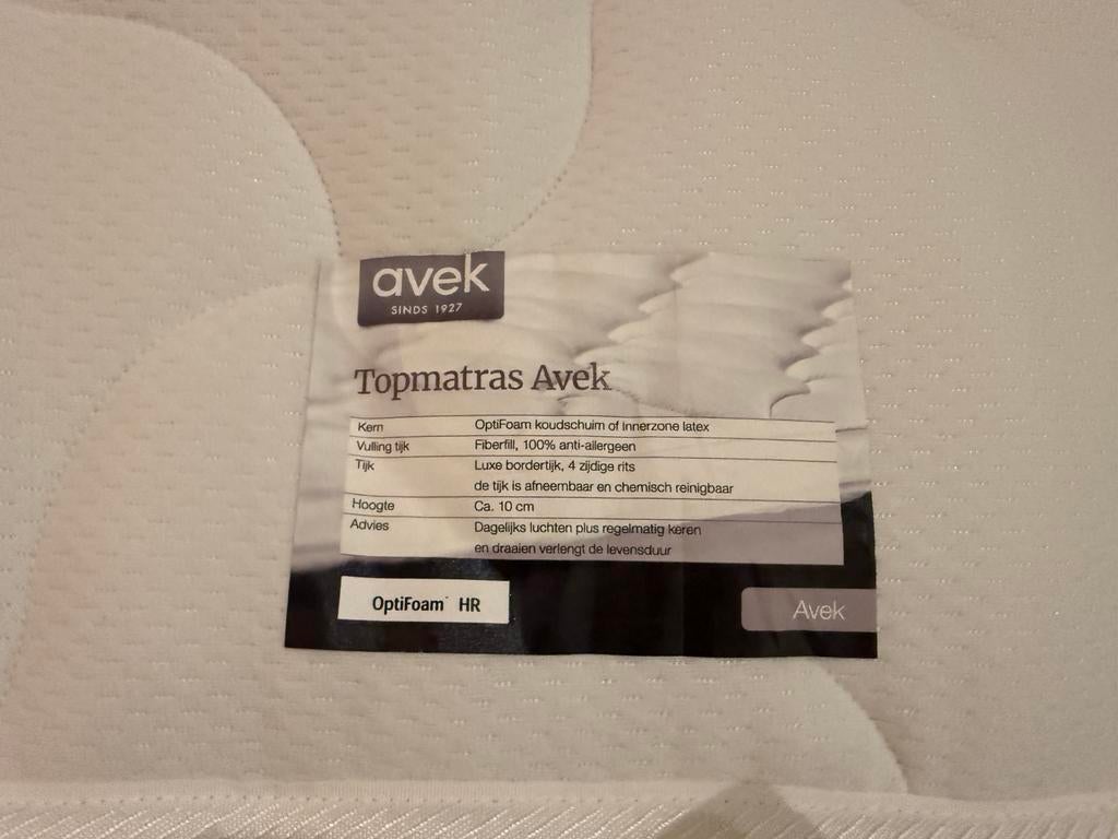 Topper topmatras 180/210 Avek, Ophalen of Verzenden, Zo goed als nieuw, Tweepersoons, 180 cm