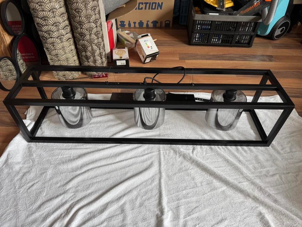 Eettafel lamp smoke glas, Ophalen of Verzenden, Zo goed als nieuw, Glas, Minder dan 50 cm
