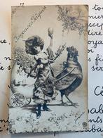 Joyeuses Pâques - Dame met kip (FR), Ophalen of Verzenden, Voor 1920, Gelopen, Feest(dag)