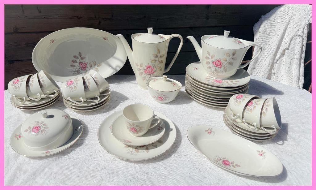 Brocant ontbijtservies high tea servies kopjes bordje Spenzo, Ophalen of Verzenden