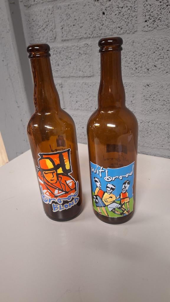 Lege bierflesjes  met zeefdruk Herman  Brood., Ophalen of Verzenden