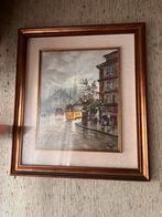 Italiaans stadsgezicht schilderij in klassieke lijst, Antiek en Kunst, Ophalen