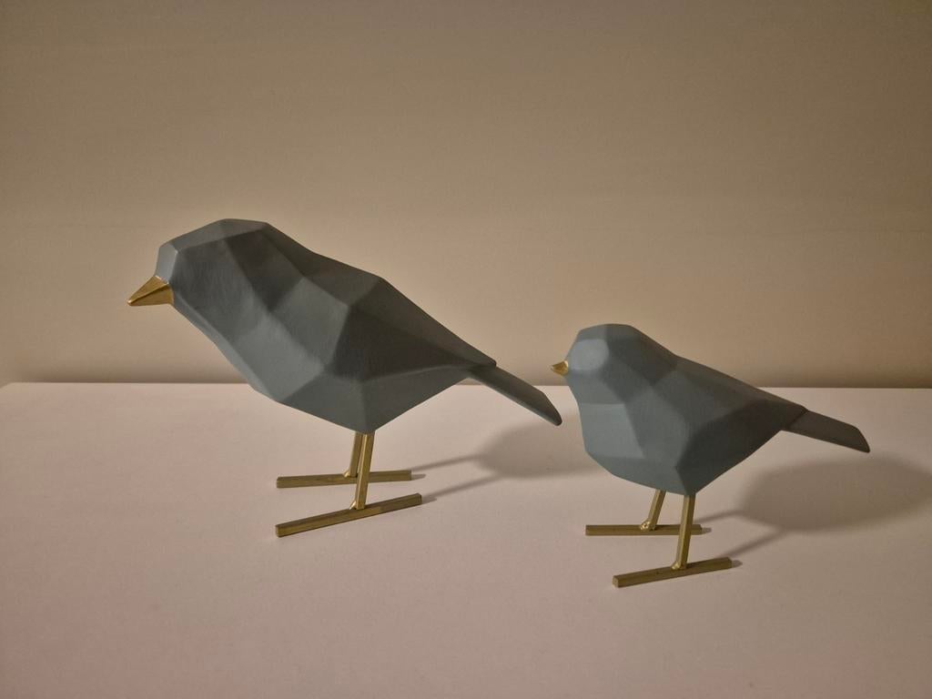 Set van 2 decoratieve vogelbeeldjes - Modern design, Kunststof, Ophalen of Verzenden, Zo goed als nieuw, Modern