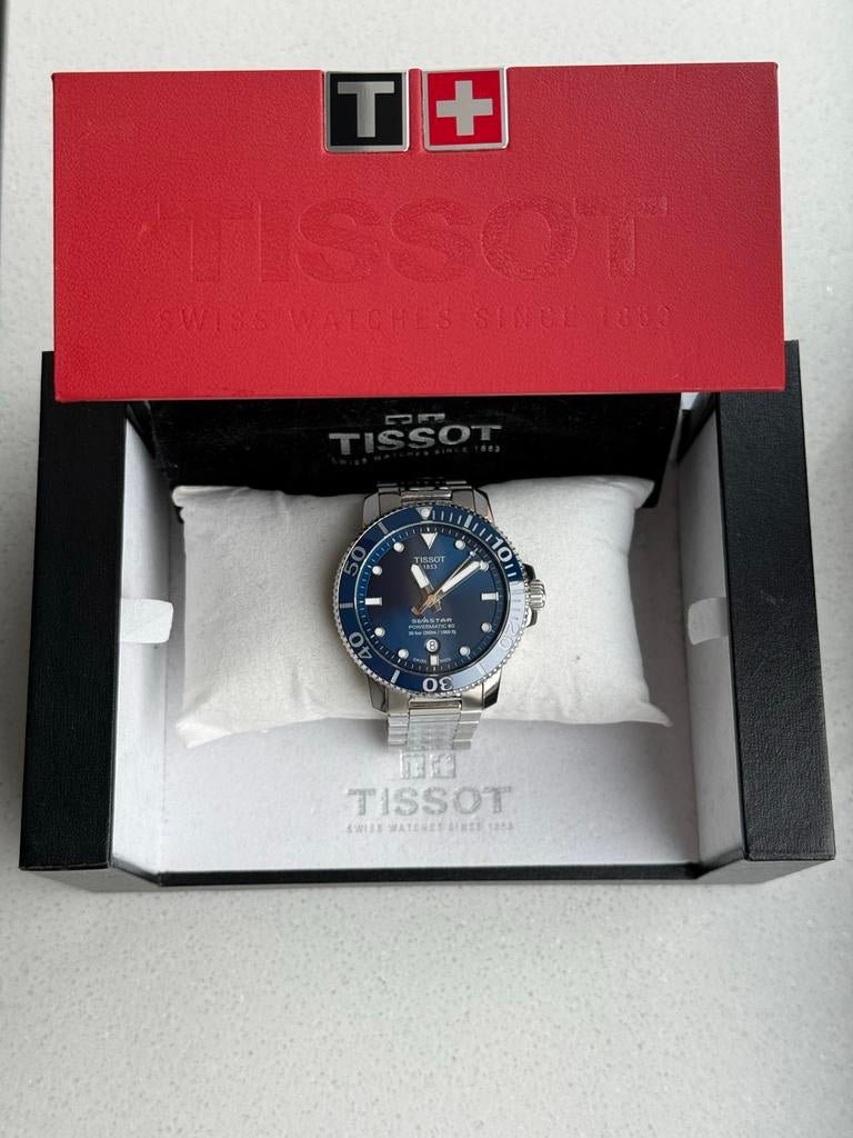 Tissot Seastar 1000 duikhorloge - 43mm blauwe wijzerplaat, Gebruikt, Staal, Polshorloge, Ophalen