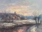 Schilderij Pie Wilhelmus - Winters Landschap met Kerk, Antiek en Kunst, Ophalen