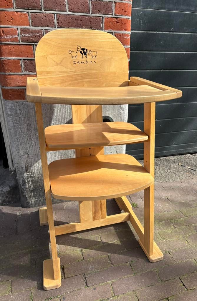 Bambino Houten Kinderstoel Hoge Verstelbare Stoel, Kinderen en Baby's, Kinderstoelen, Ophalen, Afneembaar eetblad, Gebruikt, Meegroeistoel