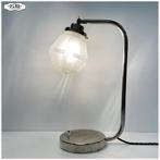 Art Deco bureaulamp met gefacetteerde kap Lamp Tafellamp, Gebruikt, Ophalen of Verzenden, Glas, Nb