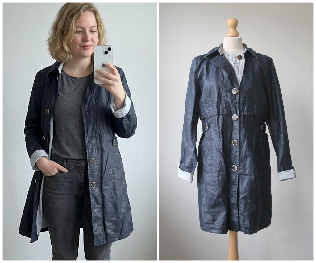 Creenstone - schitterende halflange jas blauw - maat 40, Maat 38/40 (M), Creenstone, Zo goed als nieuw, Verzenden