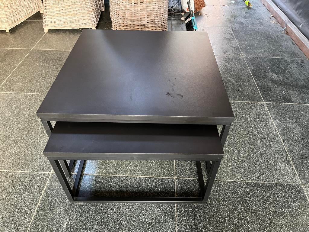 Salontafel set vierkant 70cm en 60 cm zwart, Huis en Inrichting, Tafels | Salontafels, Kunststof, 50 tot 100 cm, Vierkant, Zo goed als nieuw