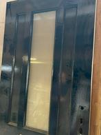 Merbau voordeur met melkglas, 83x202 cm, Gebruikt, 80 tot 100 cm, Ophalen of Verzenden, Buitendeur