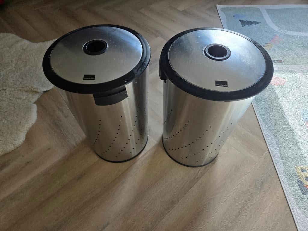 Simplehuman RVS Wasmanden - 40 cm diameter, 63 cm hoogte, Overige materialen, Gebruikt, Mand, Rond