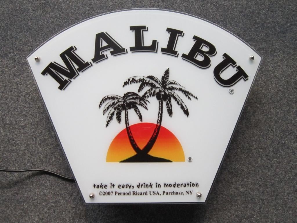 MALIBU LAMP LICHTRECLAME, Verzamelen, Ophalen, Zo goed als nieuw, Lichtbak of (neon) lamp