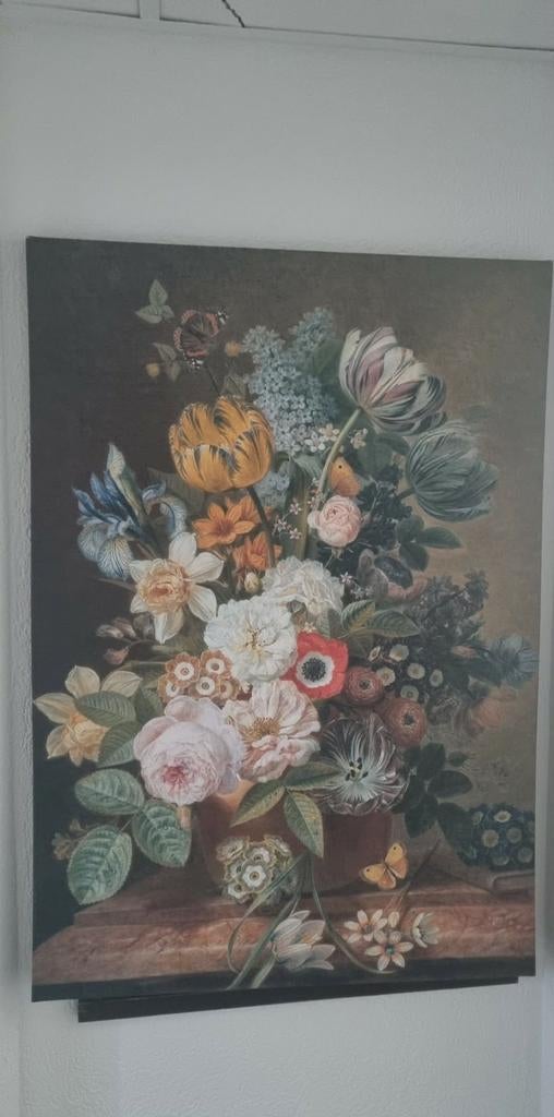 Groot bloemen schilderij op canvas, Antiek en Kunst, Ophalen