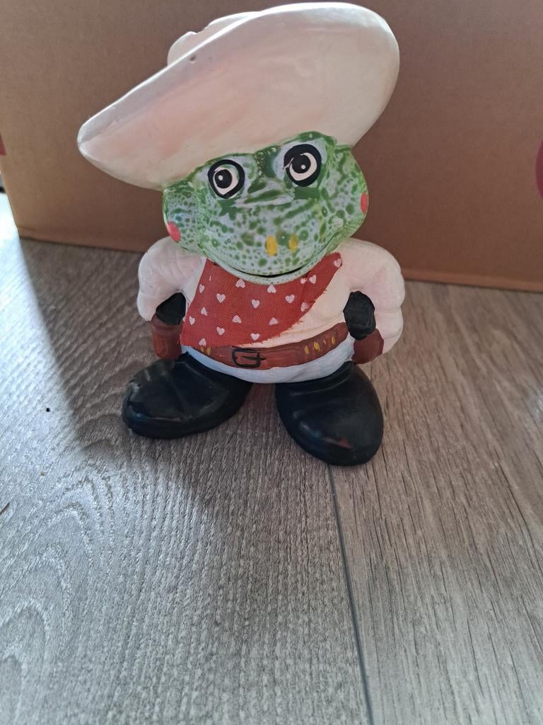 Stoere cowboy kikker spaarpot, Ophalen of Verzenden, Zo goed als nieuw, Steen, Aardewerk of Keramiek, Dier