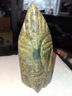 Groen Stenen Beeld - Gezicht, Ophalen of Verzenden