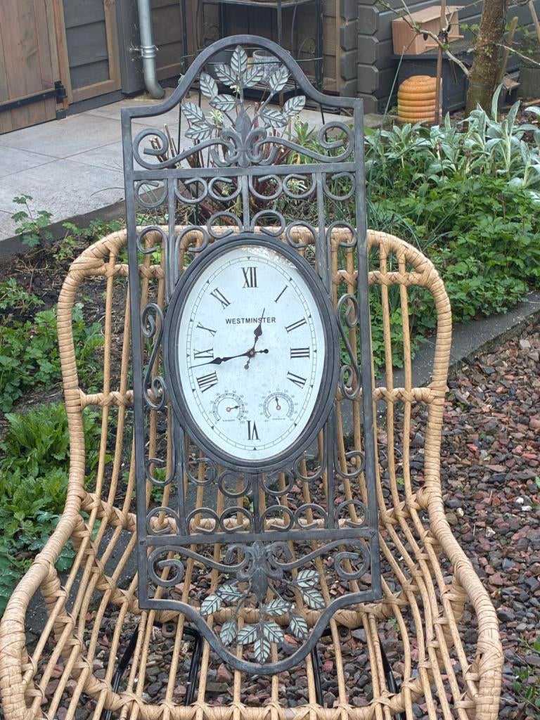 Decoratieve Wandklok voor Buiten met Thermometer en Hygromet, Ophalen, Gebruikt, Analoog, Wandklok