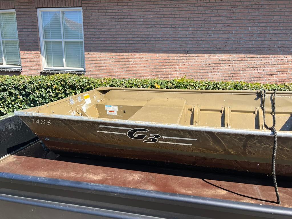 Platbodem G3 1436, Watersport en Boten, Ophalen, Overige brandstoffen, Aluminium, Zo goed als nieuw