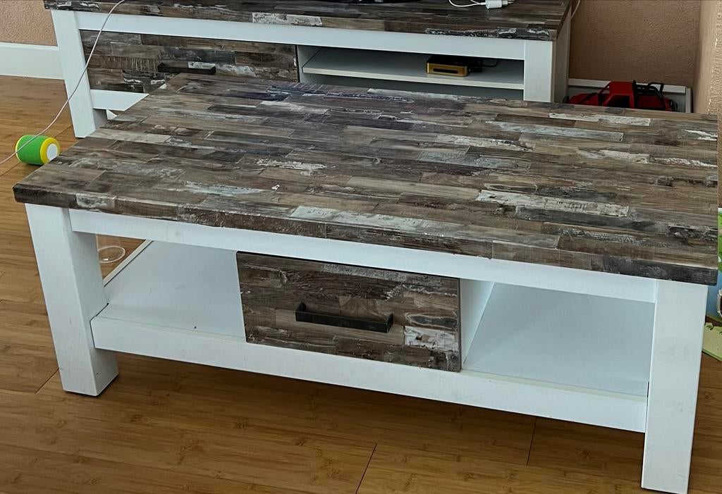 Stijlvolle salontafel met lade en opbergruimte Gratis mee!, Ophalen, Gebruikt, 100 tot 150 cm, 50 tot 100 cm
