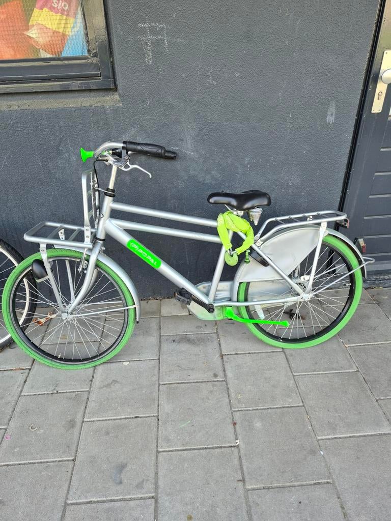 Popal Jongensfiets met voordrager en groene banden, Ophalen, Onbekend, Handrem, Gebruikt
