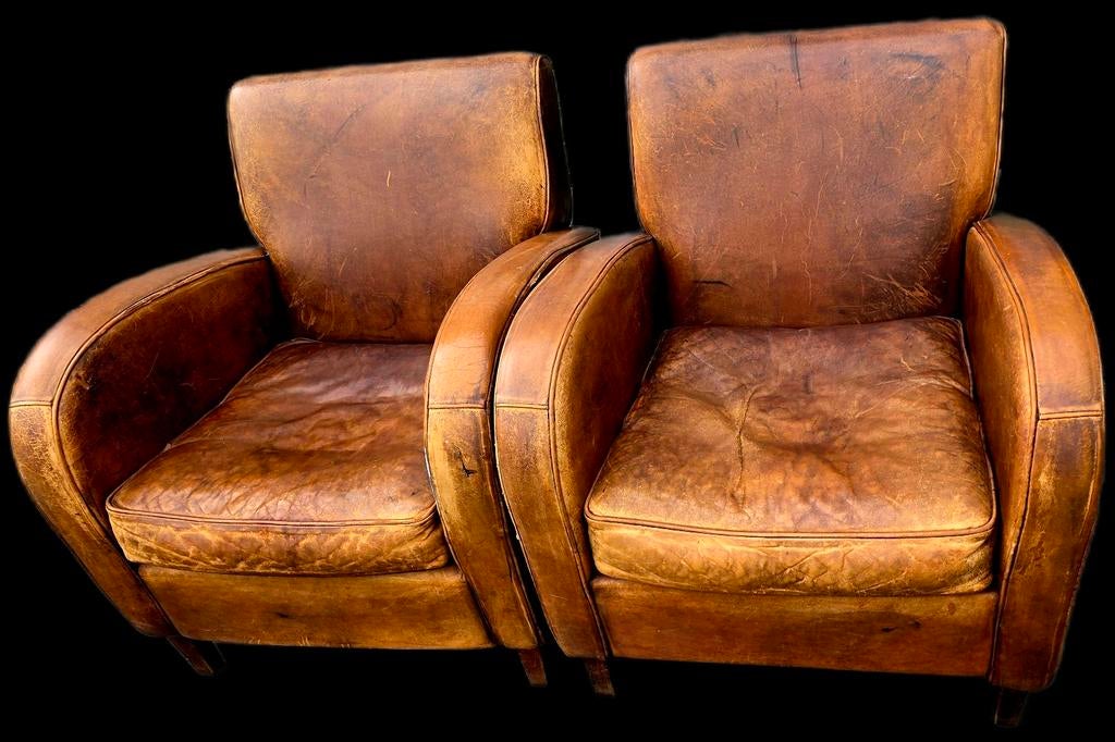 2x schapenleren Chesterfield wagenwiel fauteuil + BEZORGING, Schapenleren, Gebruikt, ., Ophalen of Verzenden