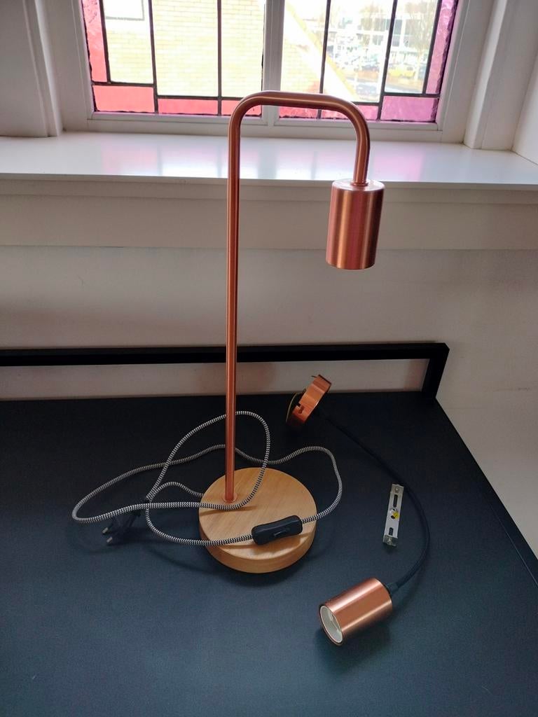 Kwantum koperkleurige tafellamp en hanglamp, Ophalen of Verzenden, Zo goed als nieuw, Minder dan 50 cm