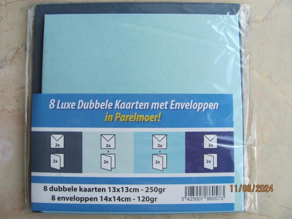 NIEUW set dubbele LUXE gekleurde KAARTEN vierkant ENVELOP, Ophalen of Verzenden, Nieuw, Overige thema's, Blanco kaart of Basiskaart