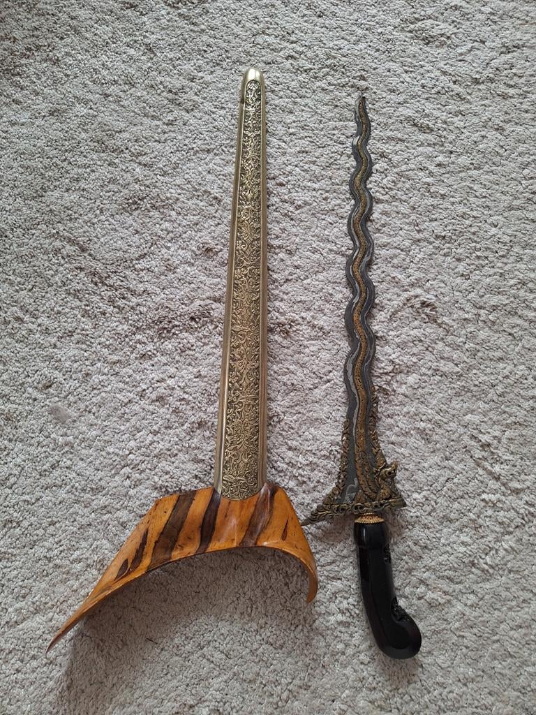 Mooie Oude Naga Pamor Luk Keris Kris Javaans Indonesië Indië, Antiek en Kunst, Ophalen of Verzenden