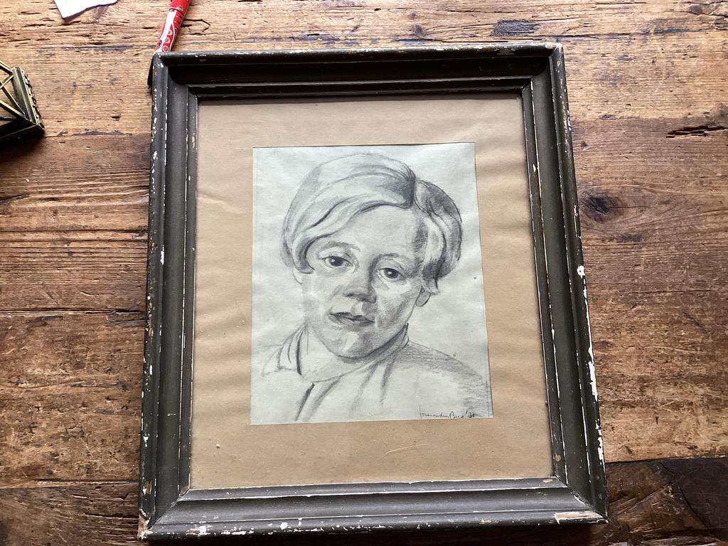 Oude tekening Fons Berg kinderportret, Antiek en Kunst, Ophalen of Verzenden