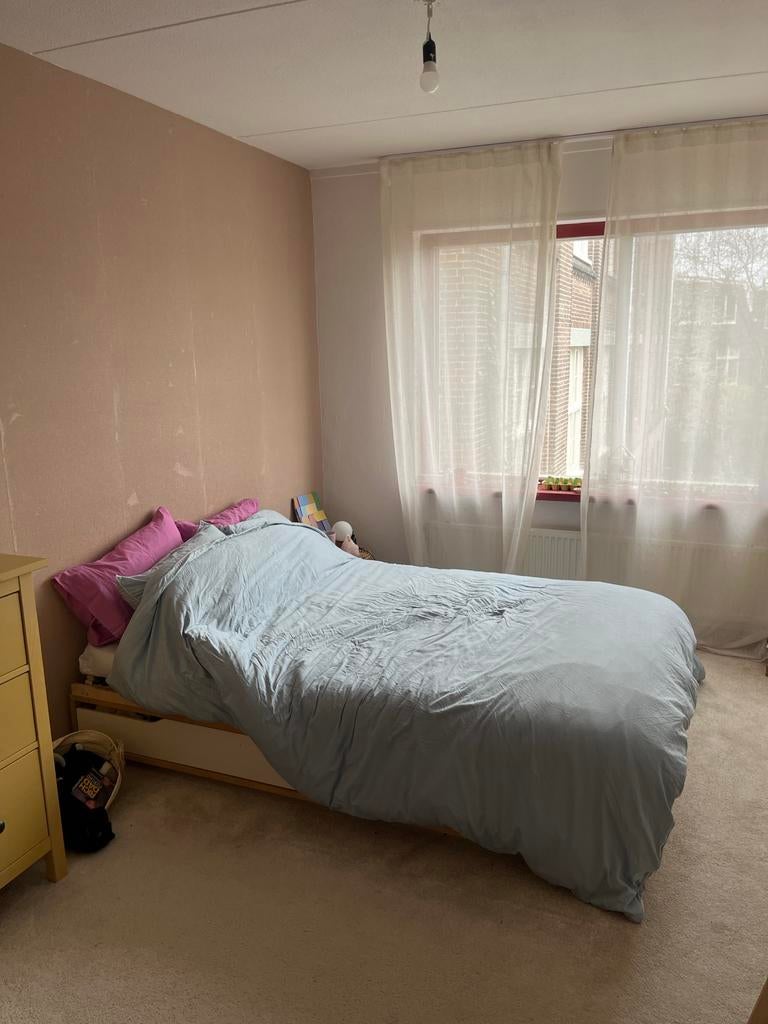 Ikea Mandal bed 140x200 cm eikenhout met 4 laden, Ophalen, Gebruikt, Beige, Tweepersoons