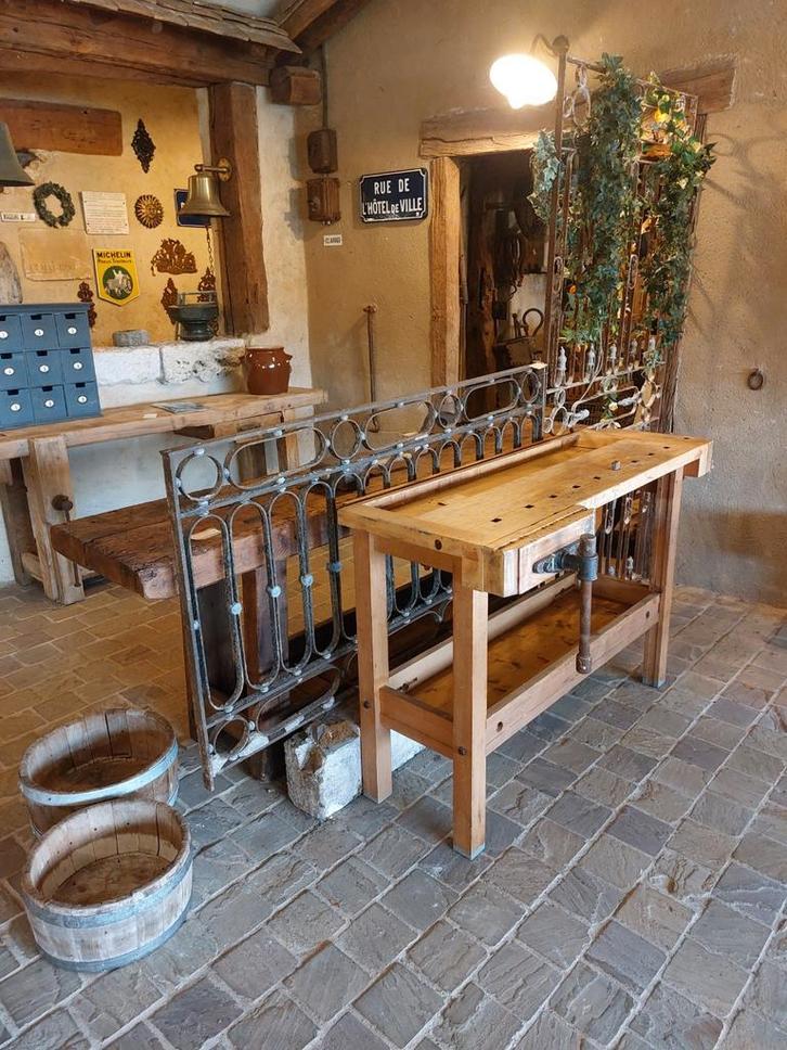 Kleine oude werkbank  korte houten werkbank, Antiek en Kunst, Curiosa en Brocante, Ophalen